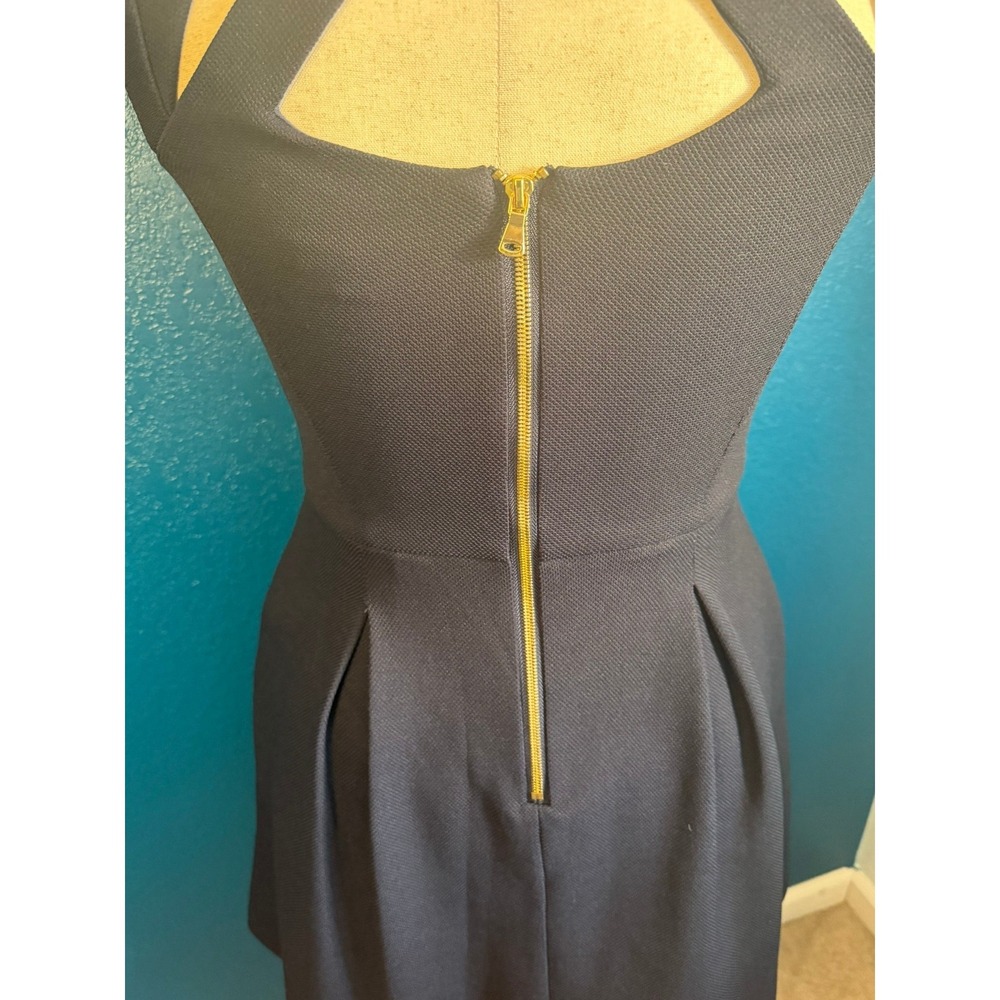 Betsey Johnson Navy Fit & Flare Cocktail Dress | Geometric Cutout | Size 6 - Picture 7 of 11